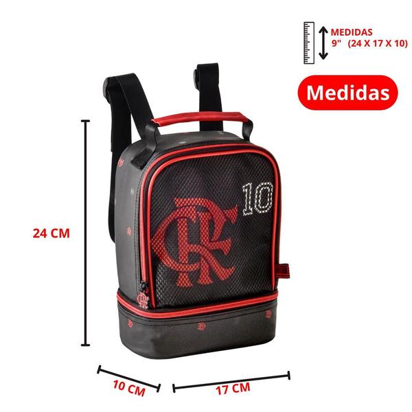 Imagem de Mochila Rodinha Flamengo com Lancheira Térmica Infantil Creche Escolar Com Bola de Futebol Nº5