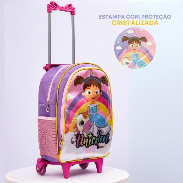 Imagem de Mochila Rodinha Infantil Escolar Feminina Reforçada Menina Cristal Grande Juvenil Unicórnio