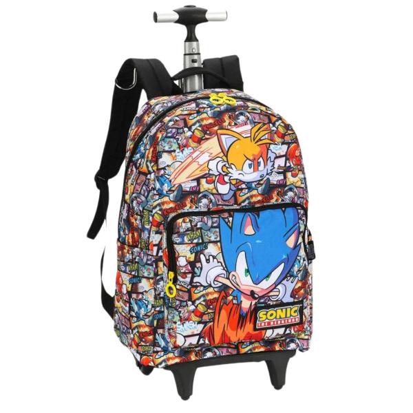 Imagem de Mochila Rodinha Infantil Escolar Menino Premium Sonic Tails Preto Luxcel