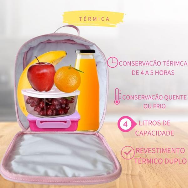 Imagem de Mochila Rodinha Infantil Menina Escolar + Lancheira Térmica +estojo Box