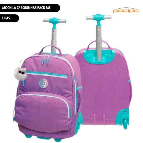 Imagem de Mochila Rodinha Tubo G Escolar Crinkle Pack Me Life Pacific Lilás