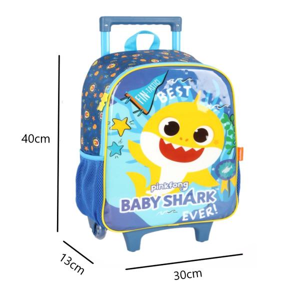 Mochila Rodinhas Baby Shark Tubarão Azul + Lancheira Térmica - Luxcel Imagem de Mochila Rodinhas Baby Shark Tubarão Azul + Lancheira Térmica