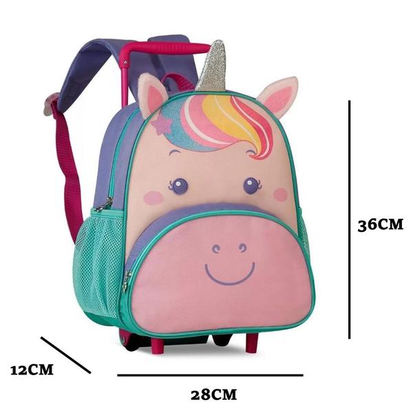 Imagem de Mochila Rodinhas Escolar + Lancheira Unicórnio Lilás - Clio