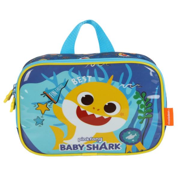 Imagem de Mochila Rodinhas Infantil BabyShark Azul Tubarão + Lancheira