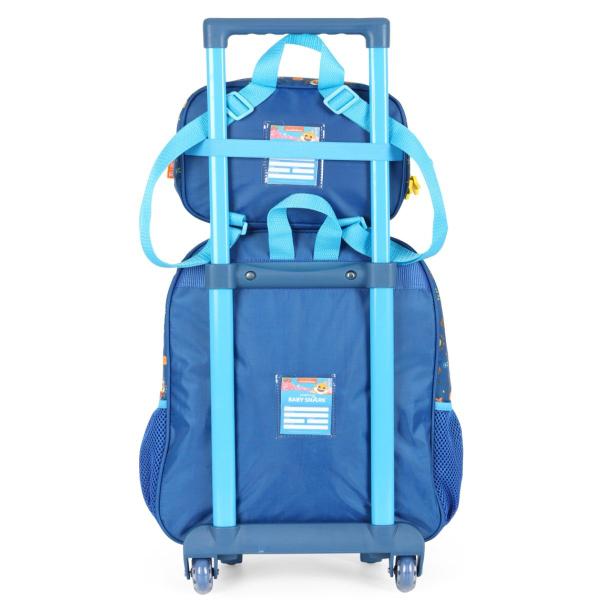 Imagem de Mochila Rodinhas Infantil BabyShark Azul Tubarão + Lancheira