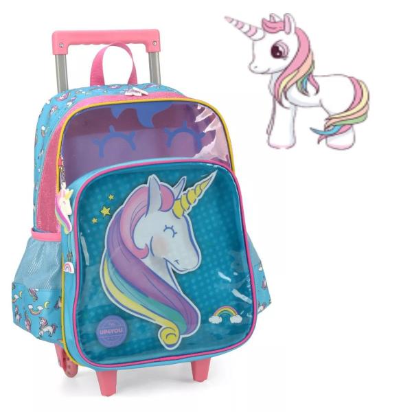 Imagem de Mochila Rodinhas Infantil Escolar Unicórnio Verde Up4you