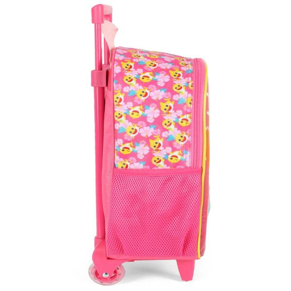 Imagem de Mochila Rodinhas Menina Baby Shark Infantil Rosa + Lancheira