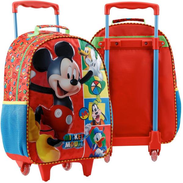 Imagem de Mochila Rodinhas Mickey Mouse Disney Bolsa Escolar Mala 14L