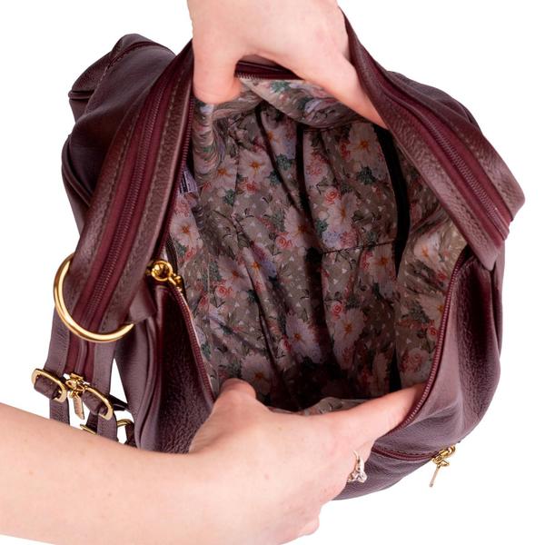 Imagem de Mochila saco de couro com alça em zíper Malu marsala Feminino