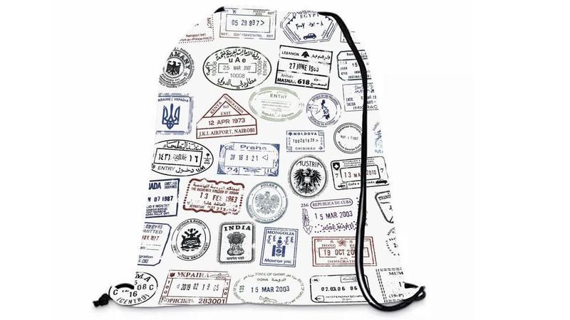 Imagem de Mochila Saco Personalizada Academia Viagens Carimbo de Passaporte