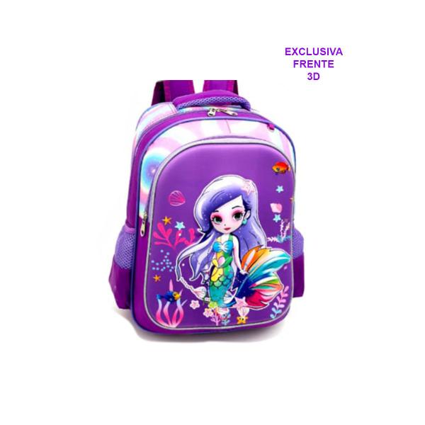 Imagem de Mochila Sereia Infantil Escolar Frente 3D 01932