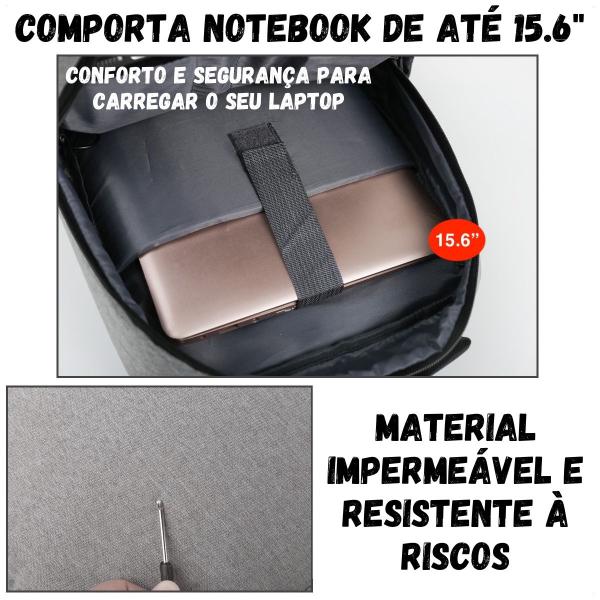 Mochila Slim Impermeável Para Notebook 15.6 Executiva Resistente Reforçada Masculina Feminina Usb Macbook Dell Acer Hp - Zess Imagem de Mochila Slim Impermeável Para Notebook 15.6 Executiva Resistente Reforçada Masculina Feminina Usb Macbook Dell Acer Hp