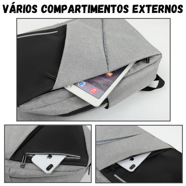 Mochila Slim Impermeável Para Notebook 15.6 Executiva Resistente Reforçada Masculina Feminina Usb Macbook Dell Acer Hp - Zess Imagem de Mochila Slim Impermeável Para Notebook 15.6 Executiva Resistente Reforçada Masculina Feminina Usb Macbook Dell Acer Hp