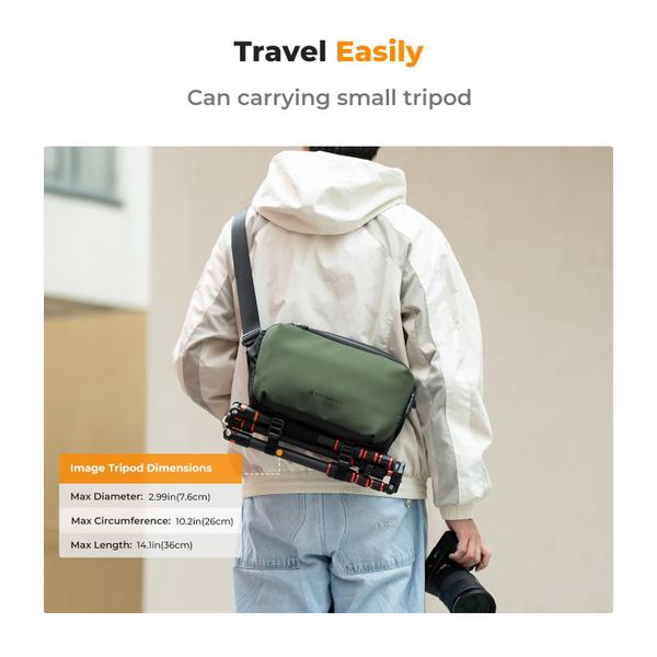 Mochila Sling Bag & Camera DSLR K&F Concept 2 em 1 preto-verde Imagem de Mochila Sling Bag & Camera DSLR K&F Concept 2 em 1 preto-verde