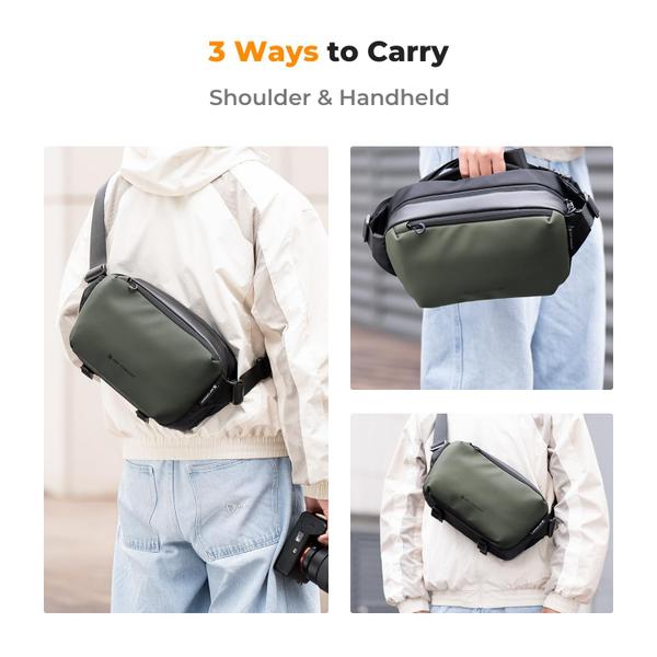 Mochila Sling Bag & Camera DSLR K&F Concept 2 em 1 preto-verde Imagem de Mochila Sling Bag & Camera DSLR K&F Concept 2 em 1 preto-verde