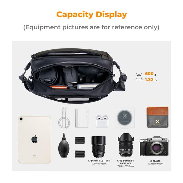 Mochila Sling Bag & Camera DSLR K&F Concept 2 em 1 preto-verde Imagem de Mochila Sling Bag & Camera DSLR K&F Concept 2 em 1 preto-verde