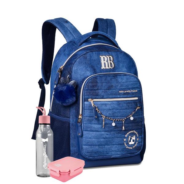 Mochila Solo Feminina Jeans Reforçada Universitaria Juvenil