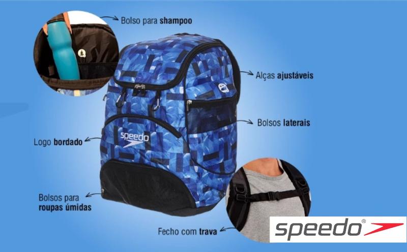 Mochila Speedo Swim II Estampada Esportes Aquáticos Transporte de Equipamentos Esportivos - Escolar Imagem de Mochila Speedo Swim II Estampada Esportes Aquáticos Transporte de Equipamentos Esportivos - Escolar