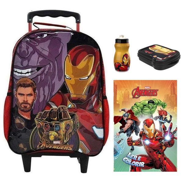 Imagem de Mochila Tam G Escolar Infantil Os Vingadores Avengers Rodinhas Livro