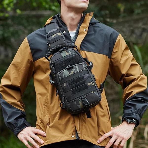 Imagem de Mochila Tática De Acampamento Masculina, Bolsa De Peito Esportiva Para Caminhadas Ao Ar Livre,