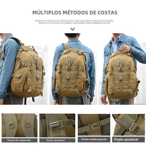 Imagem de Mochila Tática Masculina 40L - Ideal para Acampamento, Viagem e Caminhada