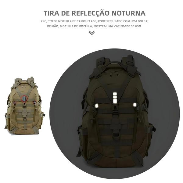 Imagem de Mochila Tática Masculina 40L - Ideal para Acampamento, Viagem e Caminhada