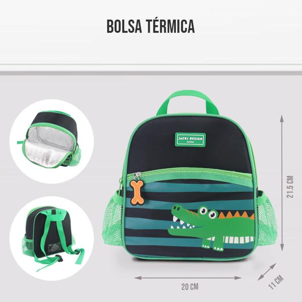 Imagem de Mochila Térmica Bolsa Lancheira Necessaire Infantil Criança Kit Pote Marmita Lanche Garrafa Squeeze Bico Canudo Trava