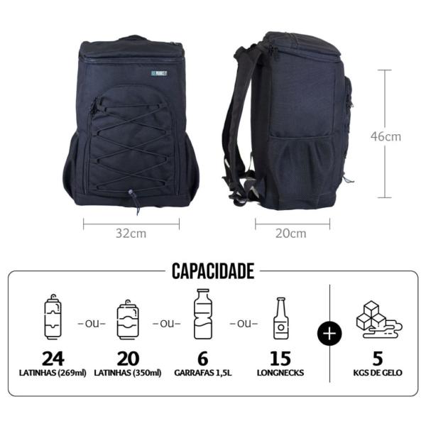 Imagem de Mochila Térmica Cooler 21 L Bolsa Anti Vazamento para Bebidas Alimentos Cerveja Praia Camping