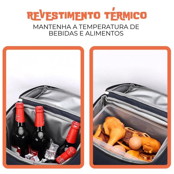 Imagem de Mochila Térmica Cooler Praia Passeio Bag Marmita Cerveja Vinho Viagem Bolsa 18 Litros 