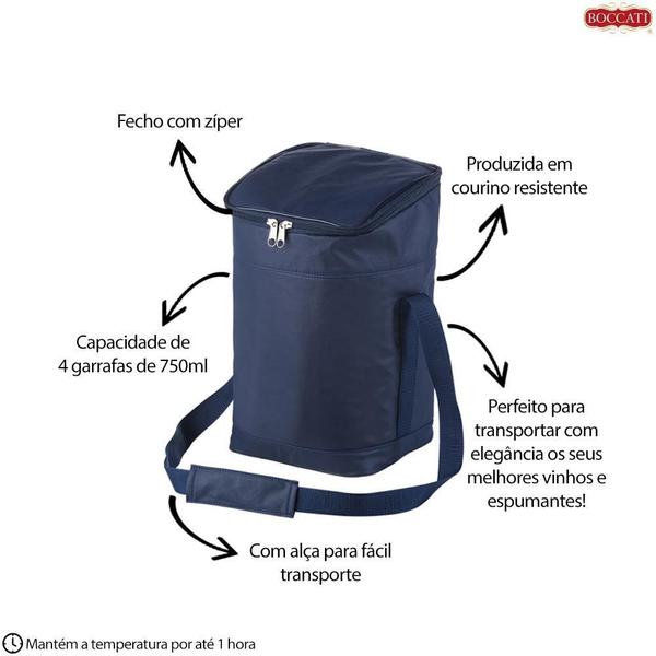 Imagem de Mochila Térmica Wine Bag Porta 4 Garrafas Cooler Bolsa Alça