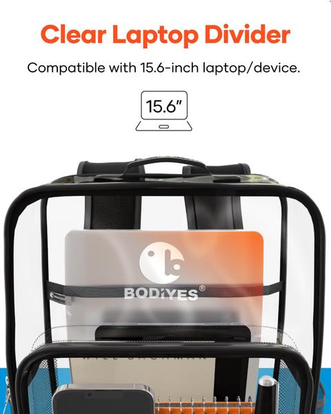 Imagem de Mochila transparente BodiYes 17 XL 26L para escola com laptop de 15,6"