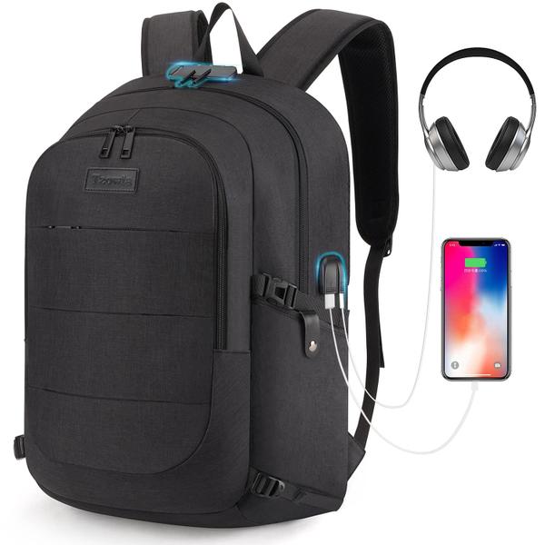 Imagem de Mochila Tzowla Travel Laptop, resistente à água, porta USB de 15,6"