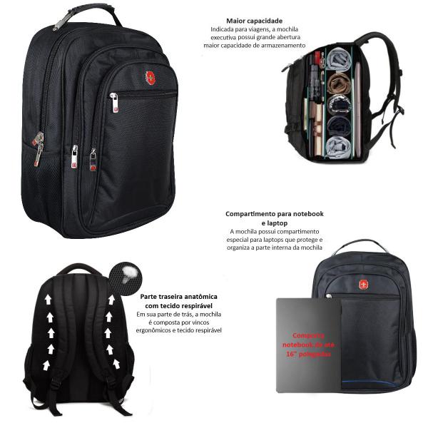 Imagem de Mochila Unissex Executiva Para Notebook Reforçada Acolchoada