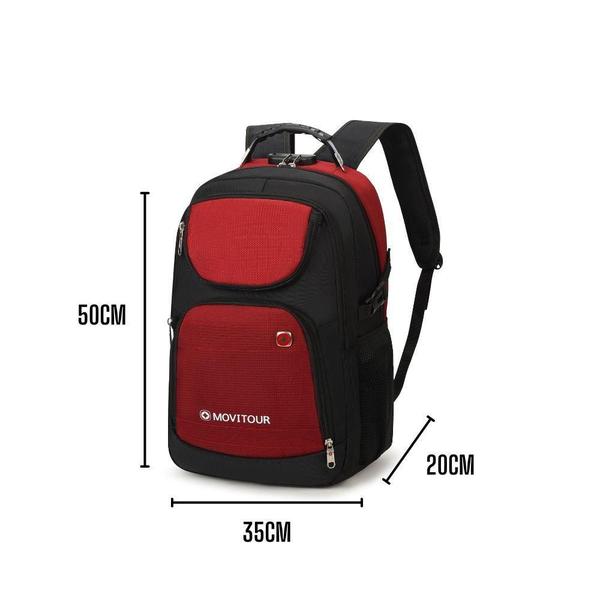 Imagem de Mochila Unissex Notebook com Cadeado, Entrada para USB/ Fone de ouvido e capa de Chuva - Movitour Explorer