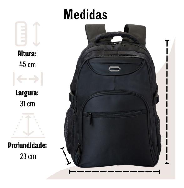 Imagem de Mochila Universitária Notebook 14' Masculino/feminino - Preta