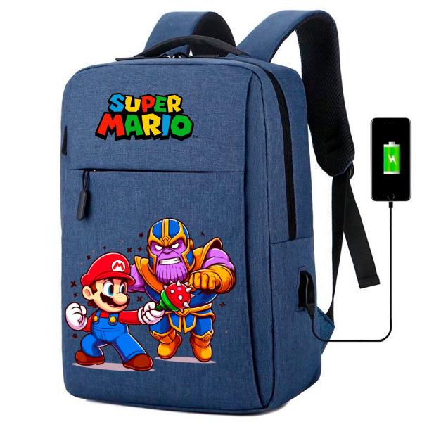 Imagem de Mochila USB Escolar Estampa Infantil Mario Bros Notebooks, Trabalho Escola (Interface USB)