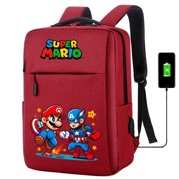 Imagem de Mochila USB Escolar Estampa Infantil Mario Bros Notebooks, Trabalho Escola (Interface USB)