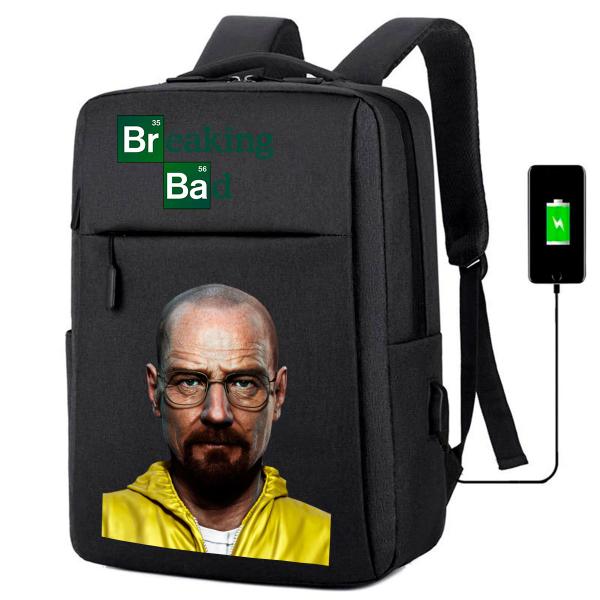 Imagem de Mochila USB Escolar Estampa Unissex Breaking Bad Notebooks, Trabalho Escola (Interface USB)