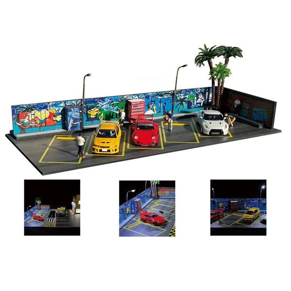 Imagem de Modelo de Carro 1/64 com Garagem Diorama em PVC e Iluminação LED - Kit DIY