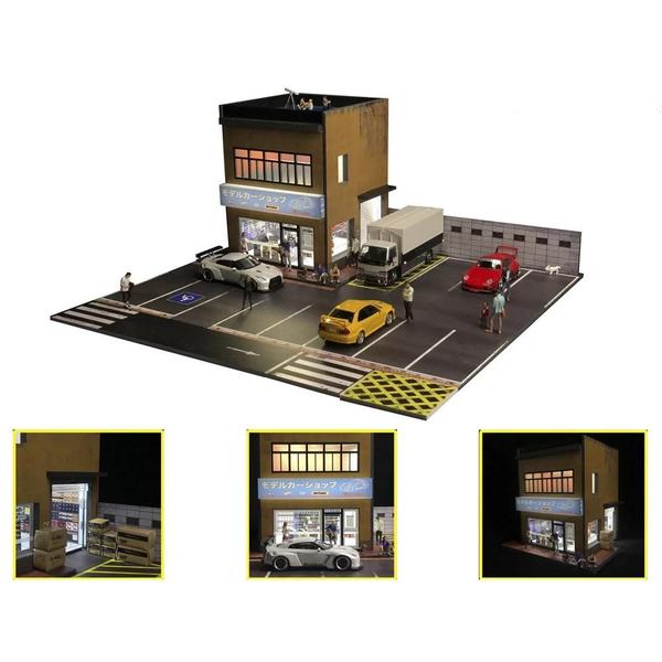 Imagem de Modelo de Carro 1/64 com Garagem Diorama em PVC e Iluminação LED - Kit DIY