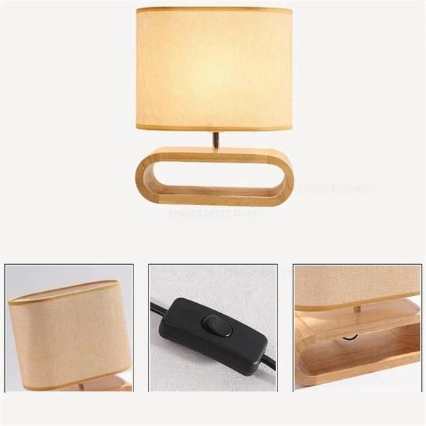 Imagem de Moderna nova lâmpada de mesa de madeira maciça para sala de quarto sala de decoração decor desk lâmpada LED Luminária led Lâmpadas de Mesa