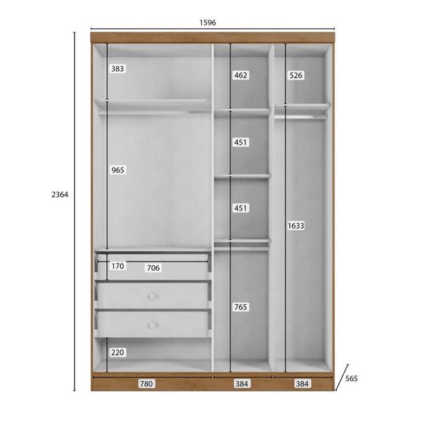 Imagem de Modulado 4 Portas 3 Gavetas - Rizon-Cumaru/Fendi