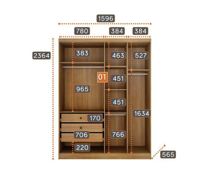 Imagem de Modulado Closet Completo 9 Portas 6 Gavetas - Rizon-Cumaru - Móveis Novo Horizonte