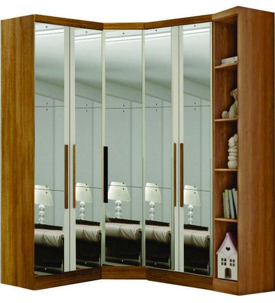 Imagem de Modulado Closet Completo Espelhado 5 Portas 6 Gavetas - Rizon-Cumaru - Móveis Novo Horizonte