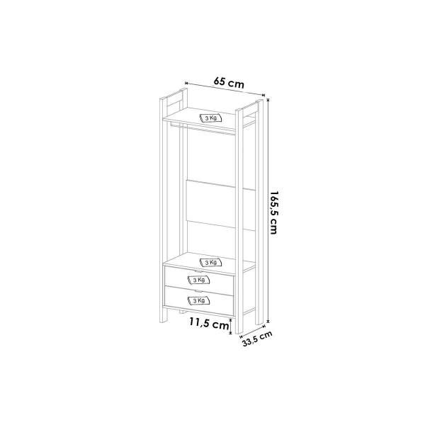 Imagem de Modulado de Quarto 4 Peças (Módulo de Canto AZ1020 + Closet AZ1011 + Sapateira AZ1006 + Cabideiro AZ1018) Nogal/Branco - Tecno Mobili