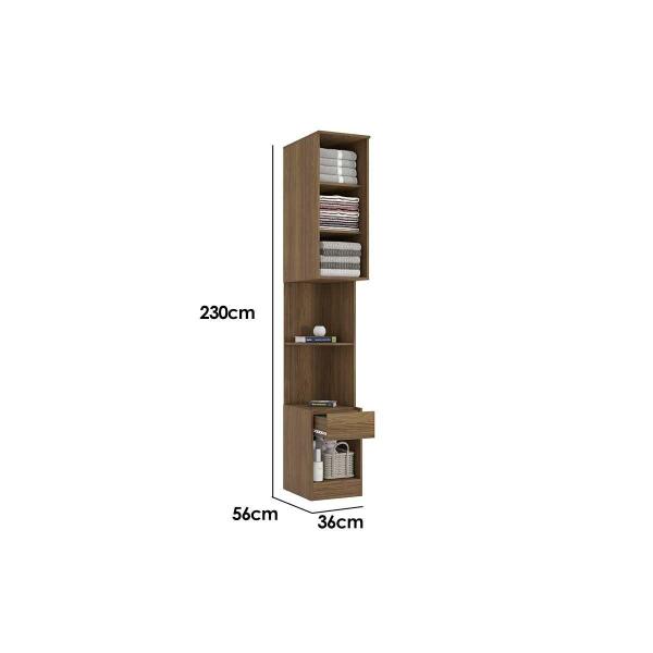 Imagem de Modulado de Quarto Armário Mesa de Cabeceira Adapt N553 c/ 1 Porta e 1 Gaveta Branco/Nogueira - Kappesberg