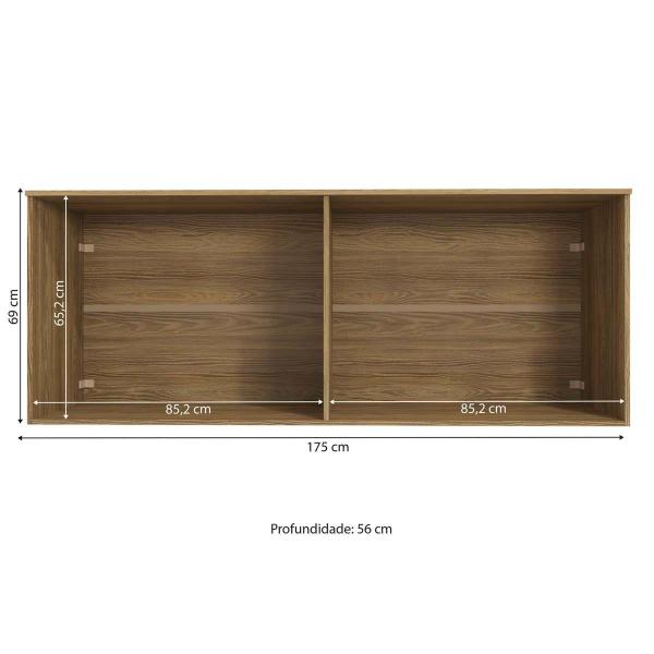 Imagem de Modulado de Quarto Armário Ponte Aéreo Queen Adapt N543 c/ 4 Portas Nogueira - Kappesberg