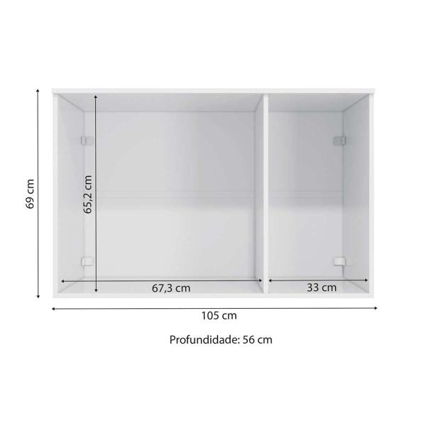 Imagem de Modulado de Quarto Armário Ponte Aéreo Solteiro N541 Adapt c/ 3 Portas Nogueira/Branco - Kappesberg