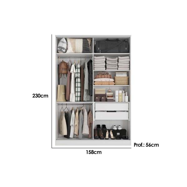 Imagem de Modulado de Quarto Closet ARM158BMDP c/ 2 Gavetas Aberto s/ Portas Branco - Kappesberg