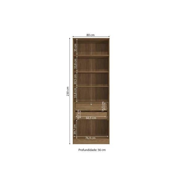 Imagem de Modulado de Quarto Guarda Roupa c/ 2 Portas e 2 Gavetas N535 Adapt Branco/Macadamia - Kappesberg